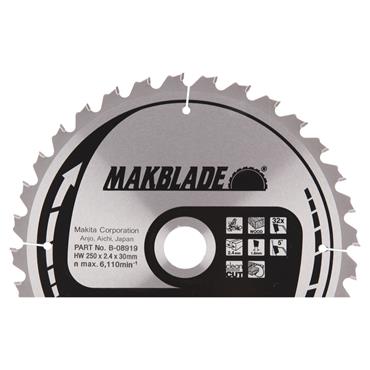 B-08919 Makita TCT Makblade for Stationary Saws MSC25032G 250mm x 30mm 32T