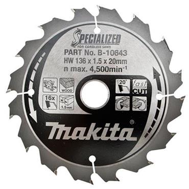 B-10643 Makita Specialised Cordless Saws TCT Saw Blade CCC13616E 136mm x 20mm 16T