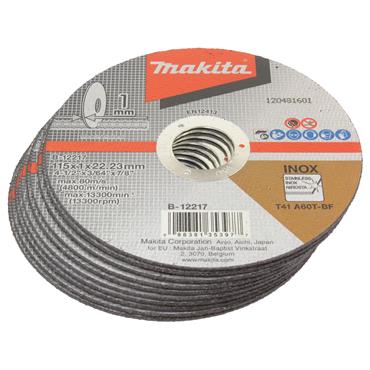 B-12217-10 Makita Thin Slitting Disc for Stainless Steel 115mm x 1mm x 22.23mm A60T 10 pcs