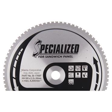 B-17697 Makita Specialised Sandwich Panel TCT Saw Blade CSF35580GL 355mm x 30mm 80T