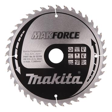B-32356 Makita MAKFORCE TCT SAW BLADE CSM21040G 2.40 210x30mm 40T