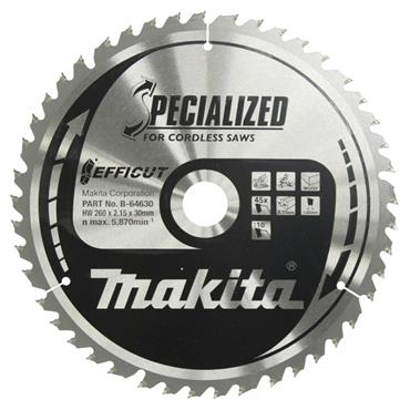 B-64630 Makita Circular Saw Blade, Efficut, TCT, 260x30mm, 45T