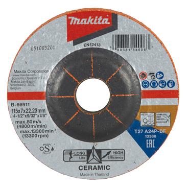 B-66911 Makita Grinding Disc For Metal 115mm x 7mm x 22.23mm A24P 10 pcs