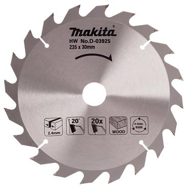D-03925 Makita TCT Standard Blade for Portable Saw 235mm x 30mm 20T