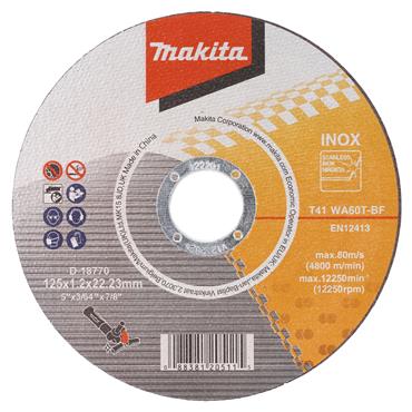 D-18770-10 Makita Thin Slitting Disc for Stainless Steel 125mm x 1.2mm x 22.23mm WA60T 10 pcs