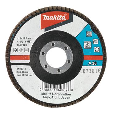 D-27028 Makita ALUMINIUM xide Flap Disc 115mm A36 Bevel 1 pcs