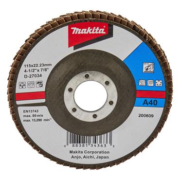 D-27034 Makita ALUMINIUM xide Flap Disc 115mm A40 Bevel 1 pcs