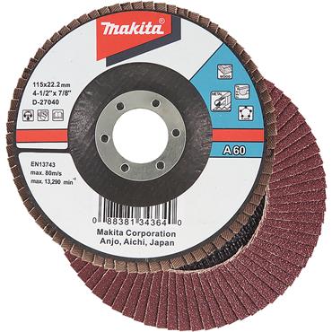 D-27040 Makita ALUMINIUM xide Flap Disc 115mm A60 Bevel 1 pcs