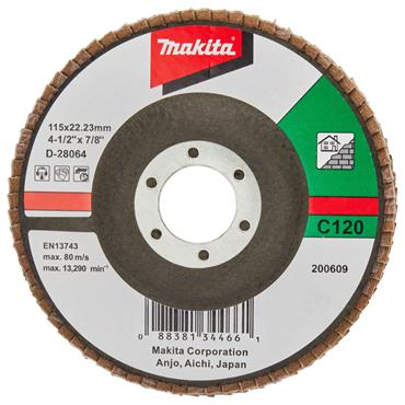 D-28064 Makita Silicon Carbide Flap Disc 115mm C120 Flat 1 pcs