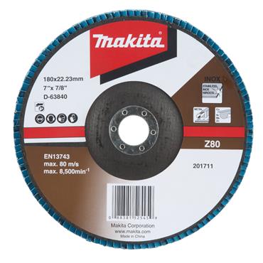 D-63840 Makita ZiRConia ALUMINIUM lap Disc 180mm Z80 Fibre Glass Angled 1 pcs