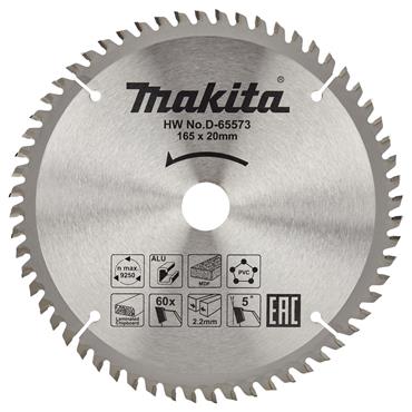 D-65573 Makita TCT Multi Purpose Saw Blade 165mm x 20mm 60T