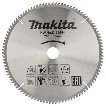 D-65654 Makita TCT Multi Purpose Saw Blade 260mm x 30mm 100T