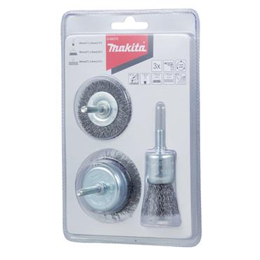 D-66070 Makita Wire Brush Set For Drill 1/4 Shank 3 pcs