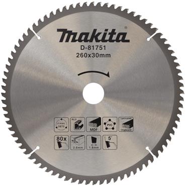 D-81751 Makita Tct Saw Blade 260X30MM 80T Mp