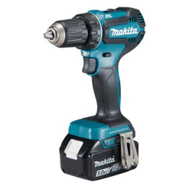 DDF485RTJ Makita Brushless Drill Driver 50Nm with 2x 5.0Ah batts and DC18RC charger in a Makpac case