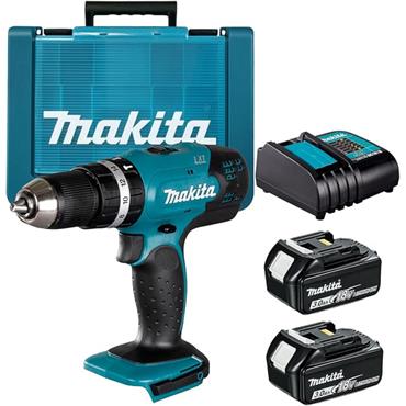DHP484RMJ Makita Brushless Combi Drill 54Nm with 2x 4.0Ah batts and DC18RC charger in a Makpac case