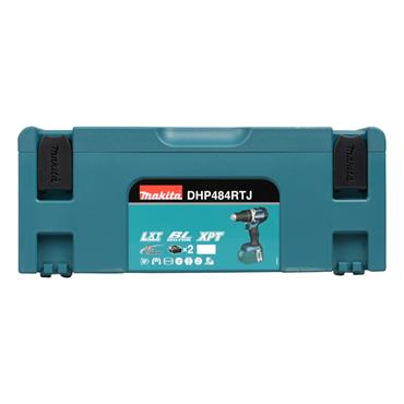 DHP484RTJ Makita Brushless Combi Drill 54Nm with 2x 5.0Ah batts and DC18RC charger in a Makpac case