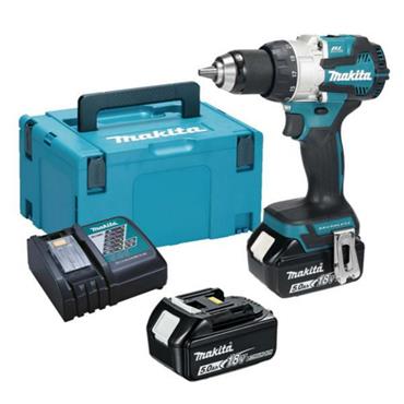 DHP489RTJ Makita 18V Combi Drill Bl LXT (inc. x2 5ah batteries, charger)
