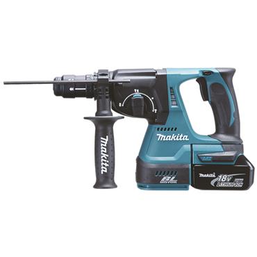 DHR243RTJ Makita Brushless Rotary Hammer 26mm (2 x 5.0Ah Batteries, Quick Change Chuck)