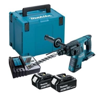 DHR263RTJ Makita DHR263 Twin 18v Rotary Hammer drill with 2 x 5.0ah Batteries and charger in case