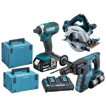 DLX3049PTJ Makita 18v Li-ion 3 pcs Combo Kit (4 x 5.0Ah Li-ion batteries and charger DC18RD)