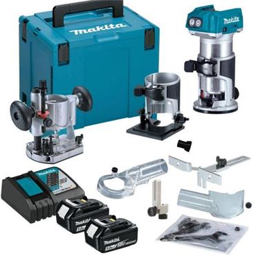 DRT50RTJX2 Makita Router/Trimmer (2 x 5.0Ah Batteries in Makpac Case)