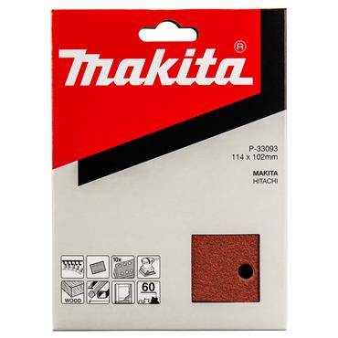 P-33093 Makita Velcro Palm Sanding Sheet 114mm x 102mm 60G 10 Pack