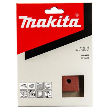 P-33118 Makita Velcro Palm Sanding Sheet 114mm x 102mm 100G 10 Pack