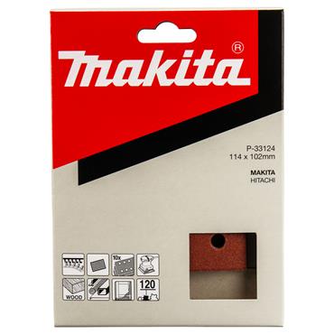 P-33124 Makita Velcro Palm Sanding Sheet 114mm x 102mm 120G 10 Pack