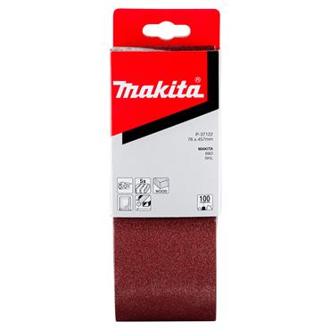 P-37122 Makita Abrasive Belt 76mm x 457mm 9911 Model 100G 5 Pack