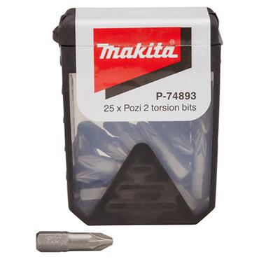 P-74893 Makita Torsion Screwdriver Bits in TicTac Box PZ2 x 25mm 25 pcs