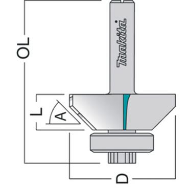 P-77453 Makita Bearing Guide Edge Trimmer TCT 24mm x 9mm 1/4 1 pc