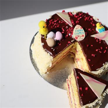 Easter Raspberry & White Chocolate Cake