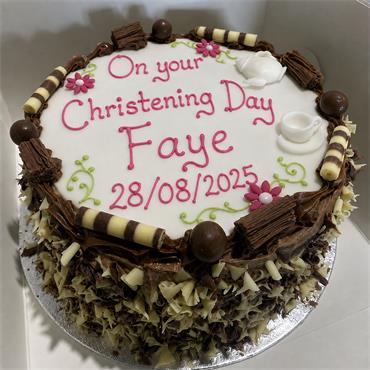 Chocolate Sponge Christening Cake 