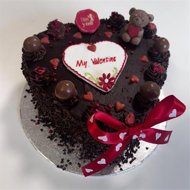 Chocolate & Raspberry Heart Cake