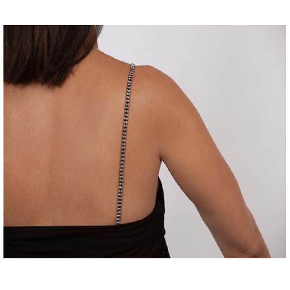 Strappys MultiDouble Black Crystal Bra Straps in Silver, Bra Straps