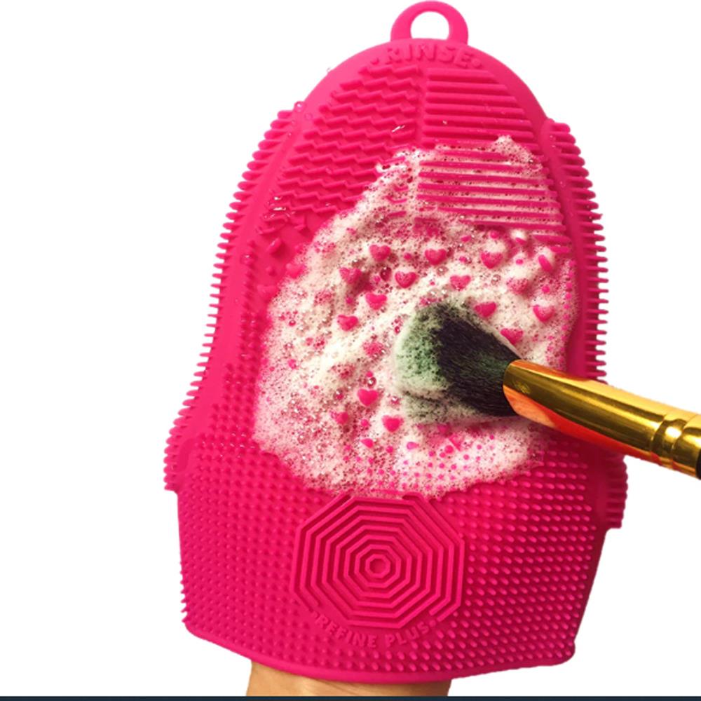The Cosmetic Brush Cleaning Glove is an innovative, textured cleaning