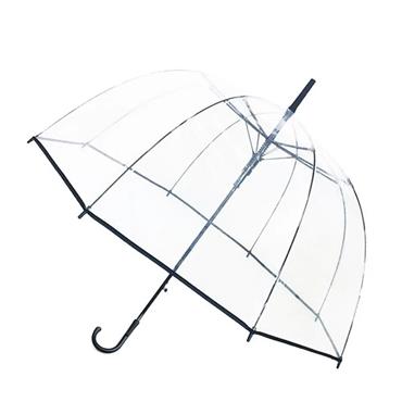 Large Deluxe Clear Umbrella with Black Trim