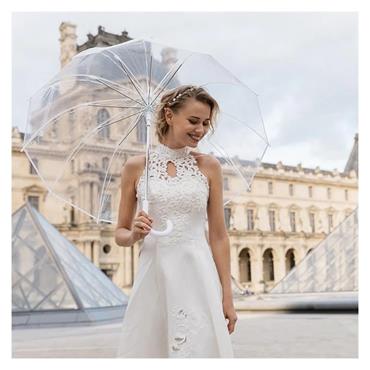Large Deluxe Clear Umbrella With White Trim