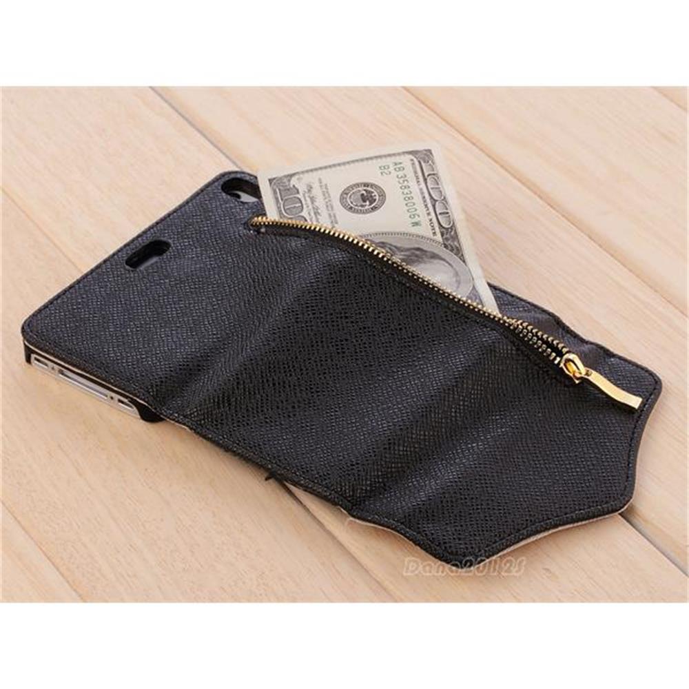 Luxury Zipper Leather Phone Case for Samsung Galaxy S4 and Samsung Galaxy S5, iPhone 5 Mobile