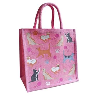 Nature's Craft Eco-Friendly Jute Bag - Pink Cat