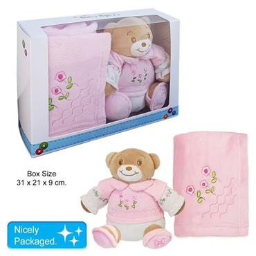 Baby Bow Baby Bow Plush Bear & Blanket With Gift Box