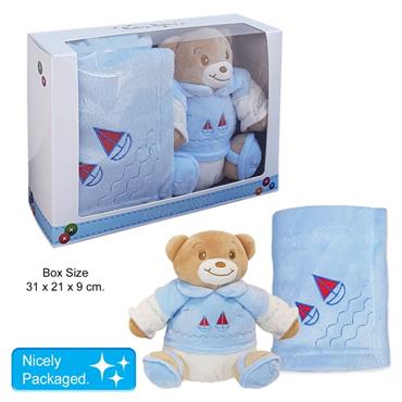 Baby Bow Baby Bow Plush Bear & Blanket With Gift Box
