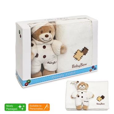 Baby Bow Baby Bow Plush Patchwork Bear & Blanket With Gift Box
