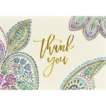 Peter Pauper Press Watercolor Paisley Thank You Notes