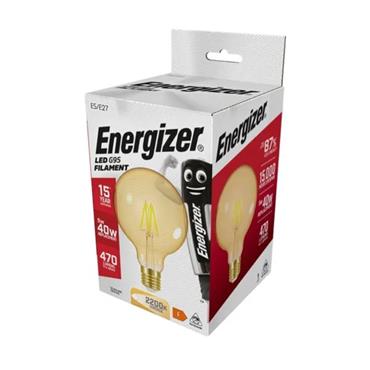 Energizer E27 Led G95 Filament Bulb Warm White 470 Lumens 5W (40W)