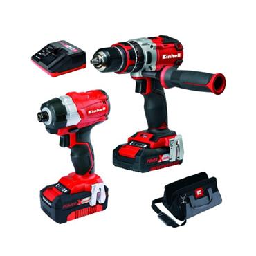 Einhell Power X-Change 18V Brushless Combi Drill & Impact Driver Kit