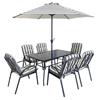 Madison Striped 6-Seater Dining Set Including Parasol