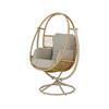 Premium Wicker Swivel Egg Chair in Natural with Grey Cushion