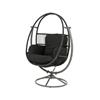 Premium Wicker Swivel Egg Chair in Black with Black Cushion